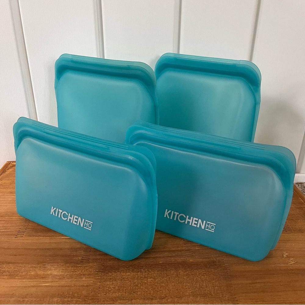 Kitchen HQ 4-Pack Reusable Silicone Storage Bags Non-Toxic BPA Free